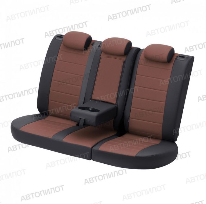 Seat covers Lada Vesta from 2015 to 2022, sedan, station wagon, cross, pattern Stitching, eco-leather, black + gray, Autopilot