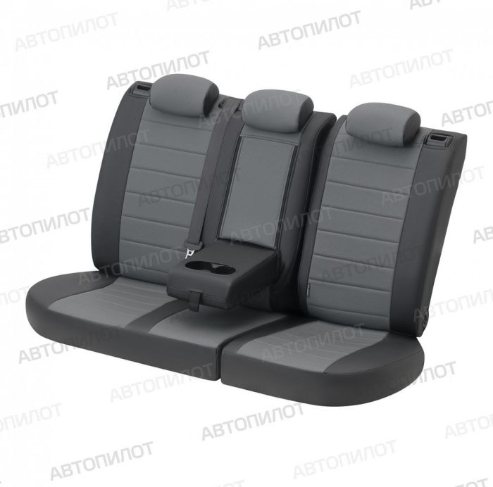 Seat covers for Renault Kaptur from 2016 to 2022, pattern Stitching, eco leather, black + grey, Autopilot