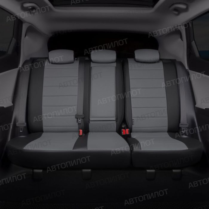 Seat covers for Renault Kaptur from 2016 to 2022, pattern Stitching, eco leather, black + grey, Autopilot