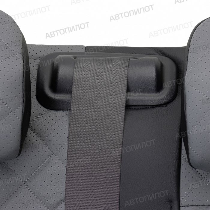 Seat covers for Skoda Rapid from 2014 to 2022, rear backrest 40/60, without armrest, Rhombus pattern, eco leather, black + grey, Autopilot