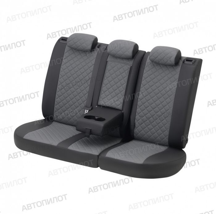 Seat covers Lada Largus from 2012 to 2021, 2 seats, Rhombus pattern, eco-leather, black + gray, Autopilot