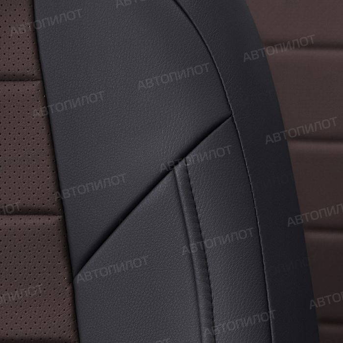 Seat covers for Audi A5 from 2007 to 2021, 2 doors, pattern Stitching, eco leather, black + chocolate, Autopilot