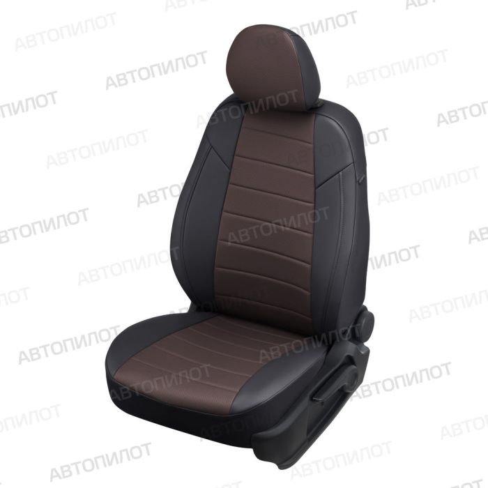 Seat covers for Audi A5 from 2007 to 2021, 2 doors, pattern Stitching, eco leather, black + chocolate, Autopilot