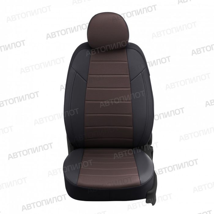 Seat covers for Audi A5 from 2007 to 2021, 2 doors, pattern Stitching, eco leather, black + chocolate, Autopilot