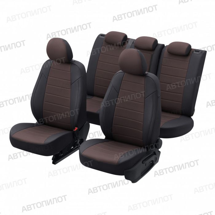 Seat covers for Audi A5 from 2007 to 2021, 2 doors, pattern Stitching, eco leather, black + chocolate, Autopilot