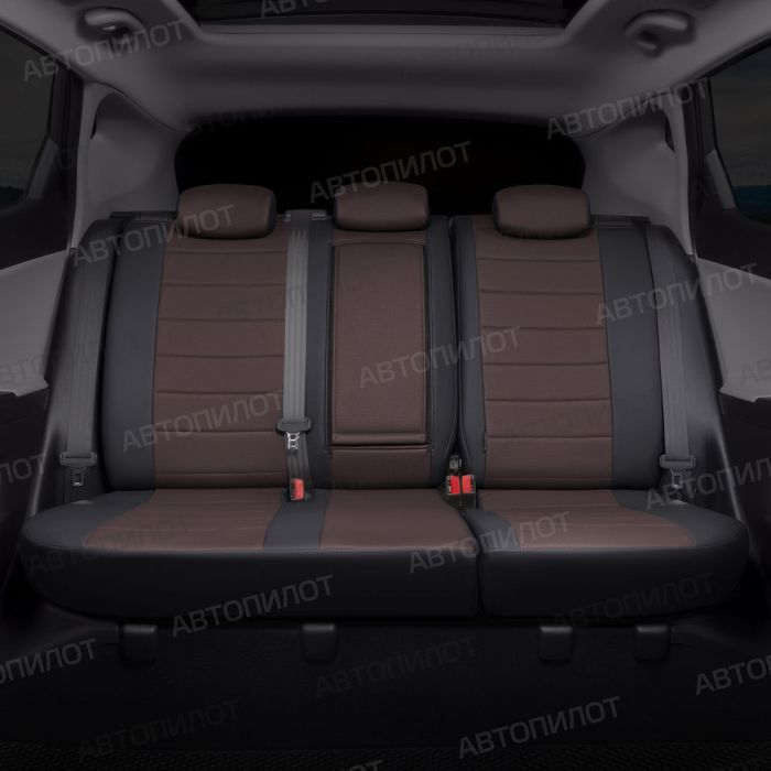 Seat covers for Audi A5 from 2007 to 2021, 2 doors, pattern Stitching, eco leather, black + chocolate, Autopilot