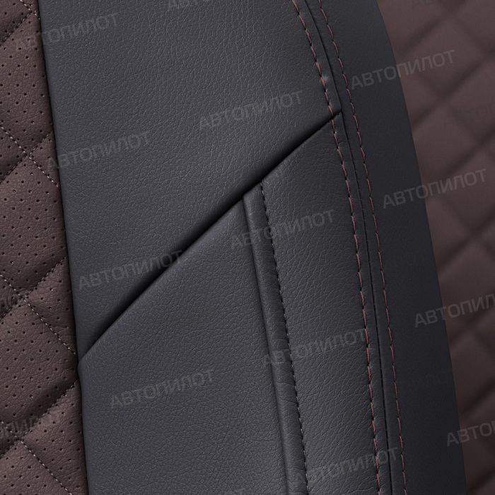 Seat covers for Chevrolet Lacetti from 2004 to 2013, Rhombus pattern, eco leather, black + chocolate, Autopilot