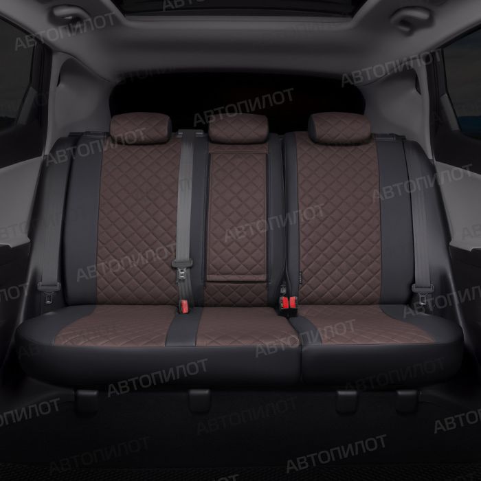 Seat covers for Chevrolet Lacetti from 2004 to 2013, Rhombus pattern, eco leather, black + chocolate, Autopilot