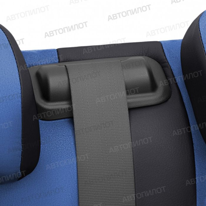 Seat covers for Renault Duster from 2011 to 2015, without airbags in lane. seats, rear split backrest 40/60, pattern Stitching, Alcantara, black + blue, Autopilot