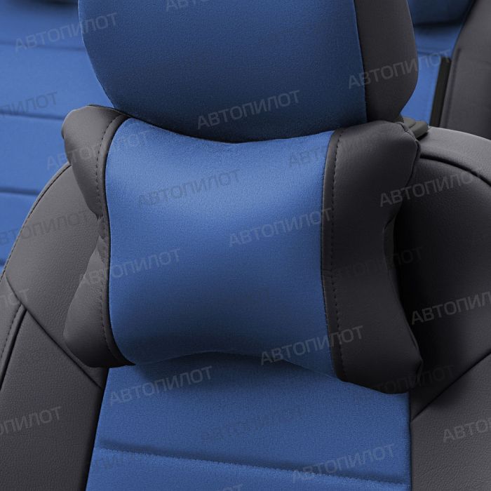 Seat covers for Renault Duster from 2011 to 2015, without airbags in lane. seats, rear split backrest 40/60, pattern Stitching, Alcantara, black + blue, Autopilot