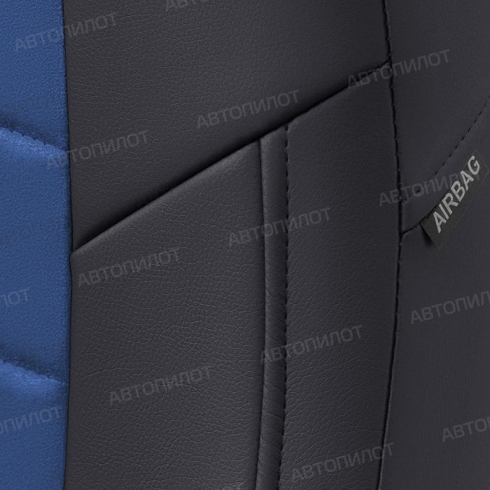 Seat covers for Renault Duster from 2011 to 2015, without airbags in lane. seats, rear split backrest 40/60, pattern Stitching, Alcantara, black + blue, Autopilot