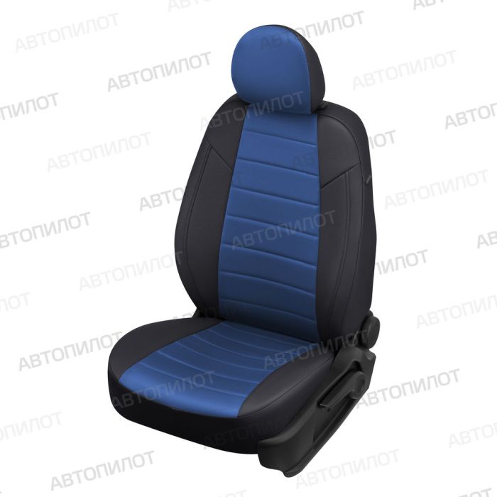 Seat covers for Renault Duster from 2011 to 2015, without airbags in lane. seats, rear split backrest 40/60, pattern Stitching, Alcantara, black + blue, Autopilot