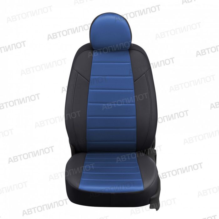 Seat covers for Renault Duster from 2011 to 2015, without airbags in lane. seats, rear split backrest 40/60, pattern Stitching, Alcantara, black + blue, Autopilot