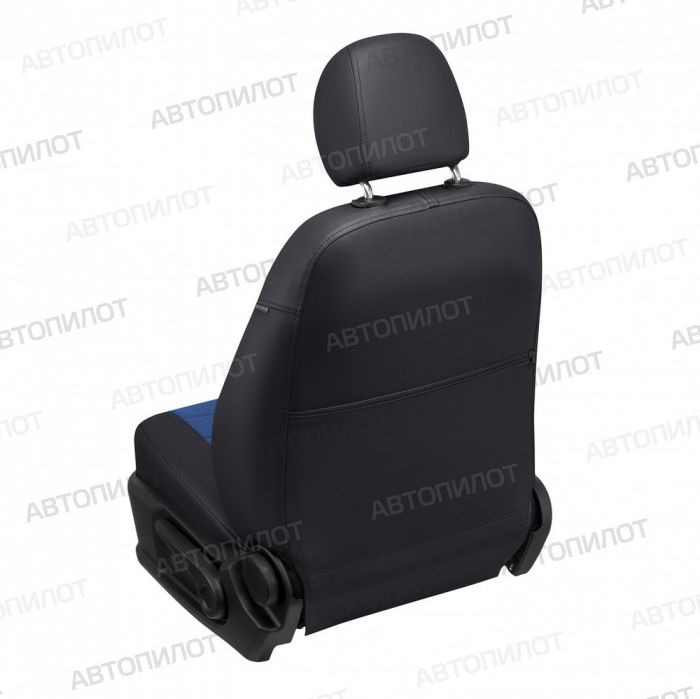 Seat covers for Renault Duster from 2011 to 2015, without airbags in lane. seats, rear split backrest 40/60, pattern Stitching, Alcantara, black + blue, Autopilot