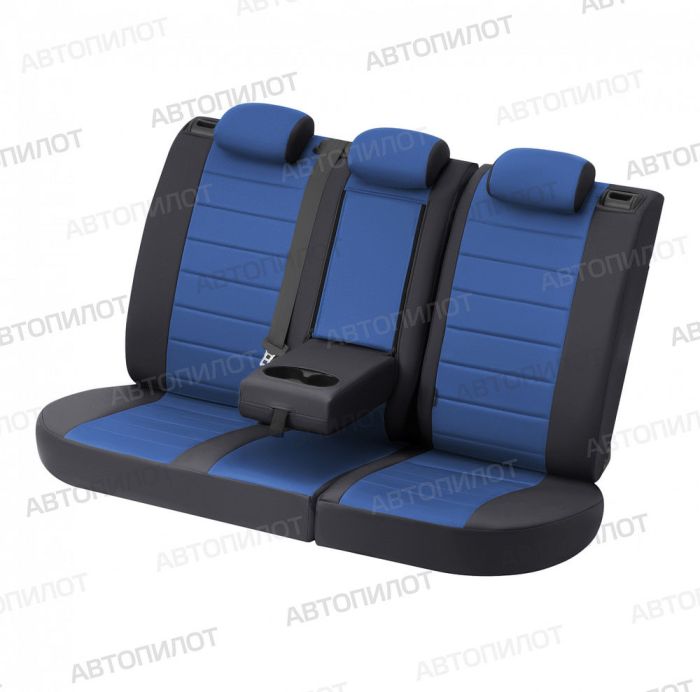 Seat covers for Renault Duster from 2011 to 2015, without airbags in lane. seats, rear split backrest 40/60, pattern Stitching, Alcantara, black + blue, Autopilot