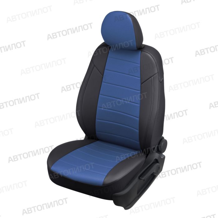 Seat covers Audi A6 C7 from 2011 to 2018, sedan, rear. backrest split 40/60, pattern Stitching, eco leather, black + blue, Autopilot