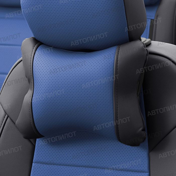 Seat covers Audi A6 C7 from 2011 to 2018, sedan, rear. backrest split 40/60, pattern Stitching, eco leather, black + blue, Autopilot