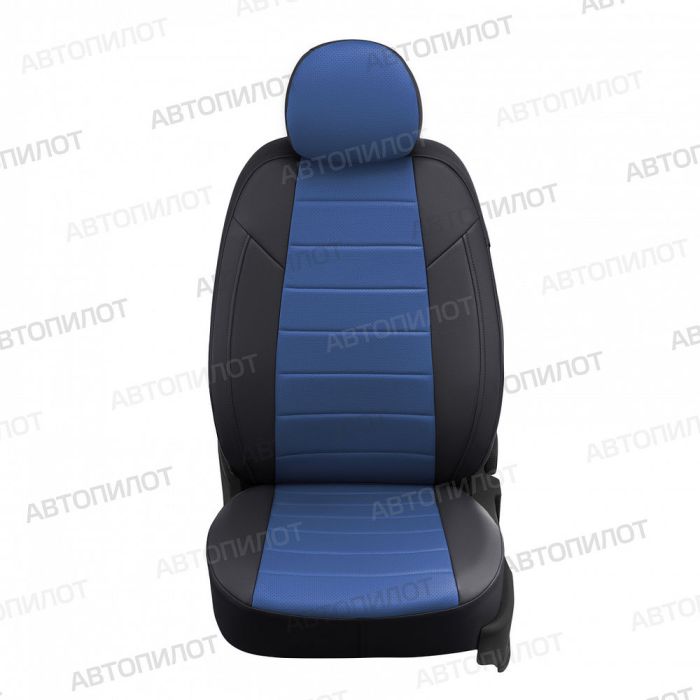 Seat covers Audi A6 C7 from 2011 to 2018, sedan, rear. backrest split 40/60, pattern Stitching, eco leather, black + blue, Autopilot