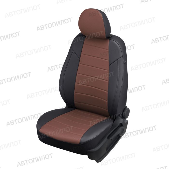 Seat covers for Toyota Camry from 2017 to 2022, XV70, pattern Stitching, eco leather, black + dark brown, Autopilot