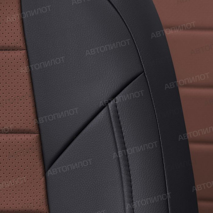 Seat covers for Toyota Camry from 2017 to 2022, XV70, pattern Stitching, eco leather, black + dark brown, Autopilot