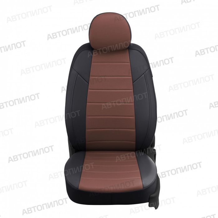 Seat covers for Toyota Camry from 2017 to 2022, XV70, pattern Stitching, eco leather, black + dark brown, Autopilot