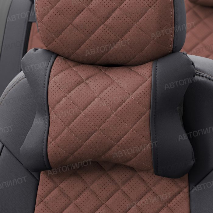 Seat covers for Chevrolet Lacetti from 2004 to 2013, Rhombus pattern, eco leather, black + dark brown, Autopilot