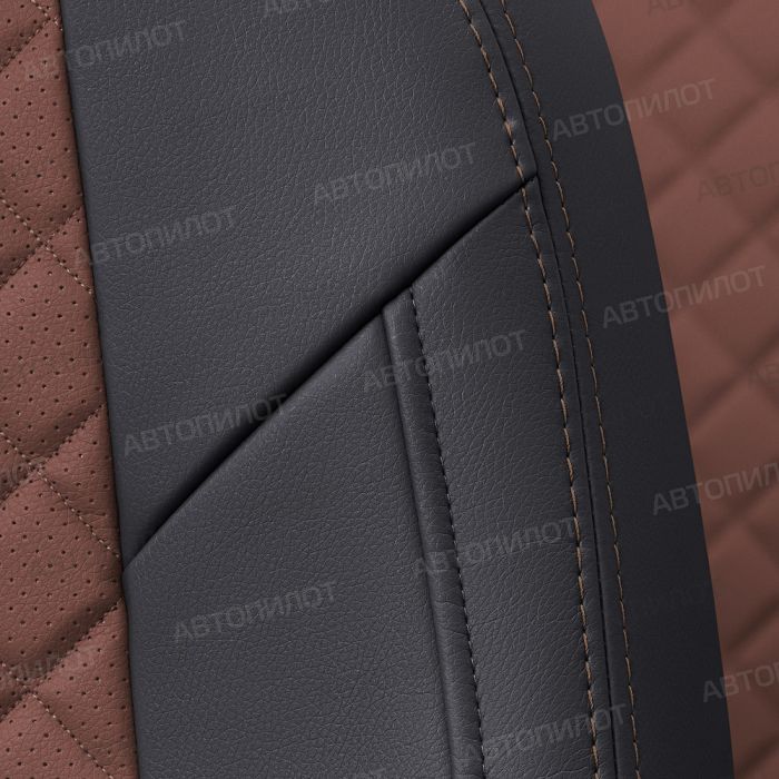 Seat covers for Chevrolet Lacetti from 2004 to 2013, Rhombus pattern, eco leather, black + dark brown, Autopilot