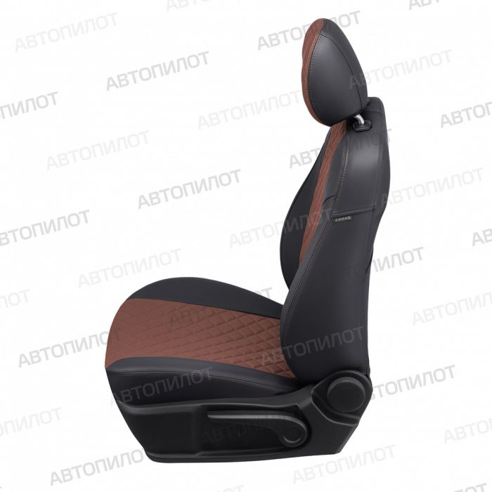 Seat covers for Chevrolet Lacetti from 2004 to 2013, Rhombus pattern, eco leather, black + dark brown, Autopilot