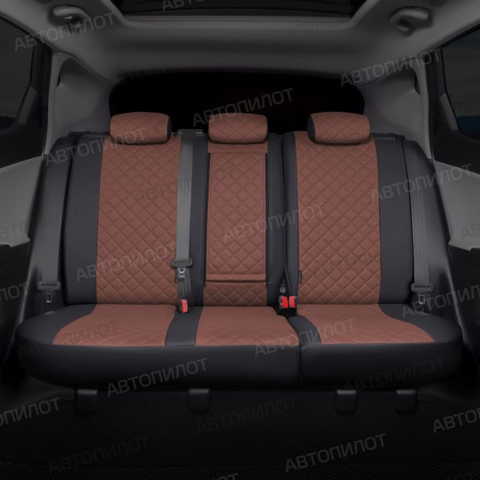 Seat covers for Chevrolet Lacetti from 2004 to 2013, Rhombus pattern, eco leather, black + dark brown, Autopilot