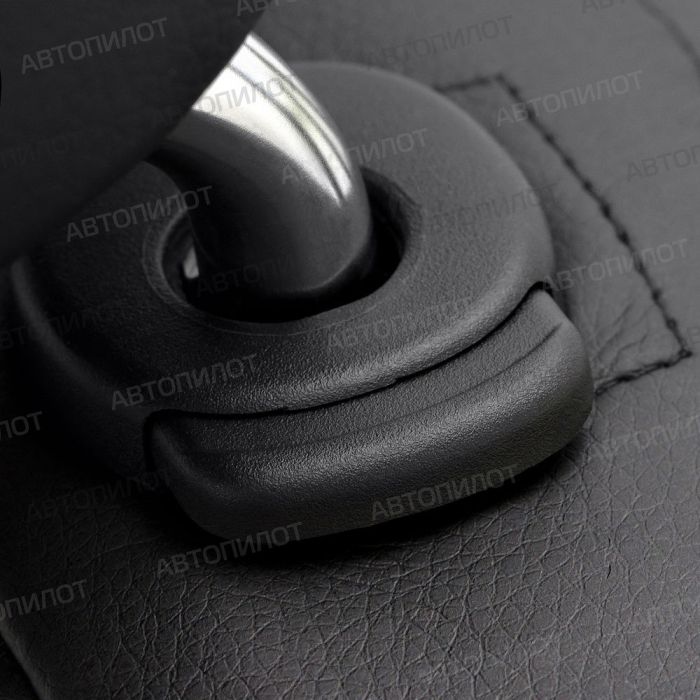 Seat covers Lada Priora from 2014 to 2018, sedan, pattern Stitching, eco-leather, black + dark gray, Autopilot