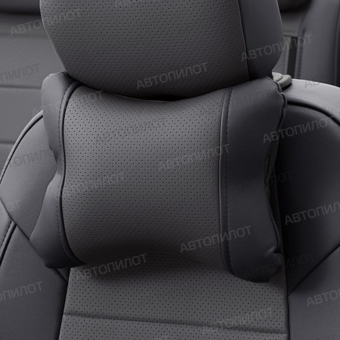 Seat covers for Mitsubishi Outlander XL from 2007 to 2012, pattern Stitching, eco leather, black + dark grey, Autopilot