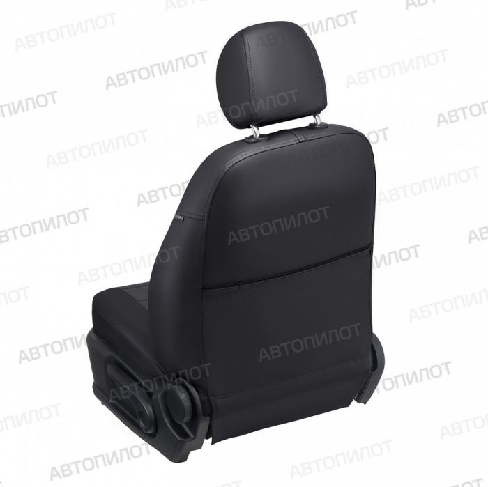 Seat covers for Mitsubishi Outlander XL from 2007 to 2012, pattern Stitching, eco leather, black + dark grey, Autopilot