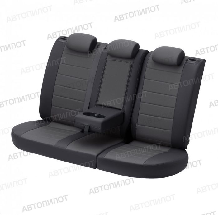 Seat covers for Mitsubishi Outlander XL from 2007 to 2012, pattern Stitching, eco leather, black + dark grey, Autopilot