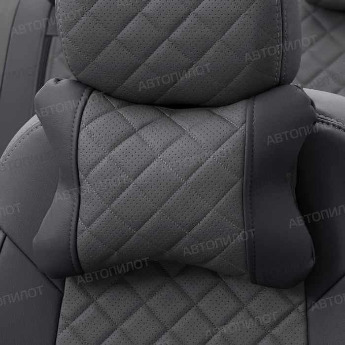 Seat covers for Chevrolet Cruze from 2009 to 2016, diamond pattern, eco leather, black + dark gray, Autopilot