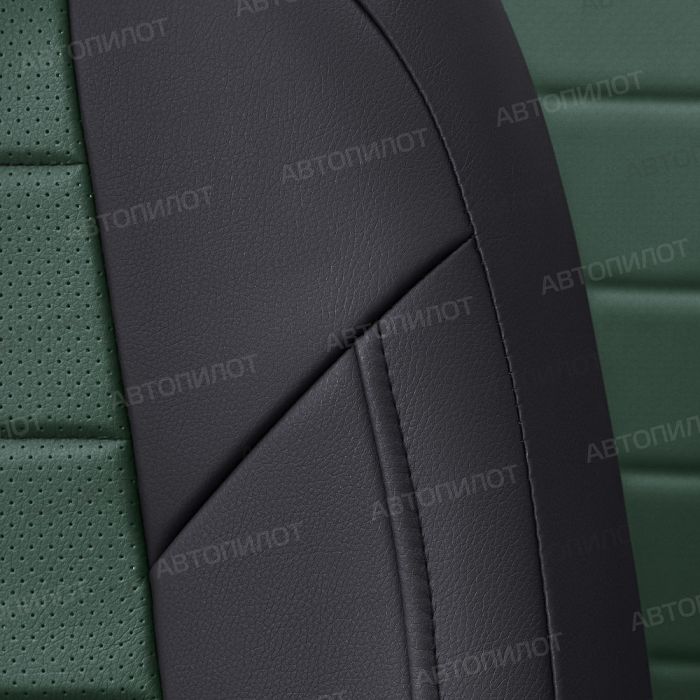 Seat covers for Ford Focus from 2011 to 2021, Sport, Titanium, pattern Stitching, eco leather, black + green, Autopilot