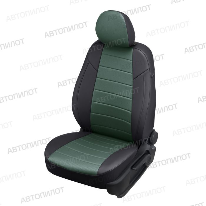 Seat covers for Ford Focus from 2011 to 2021, Sport, Titanium, pattern Stitching, eco leather, black + green, Autopilot