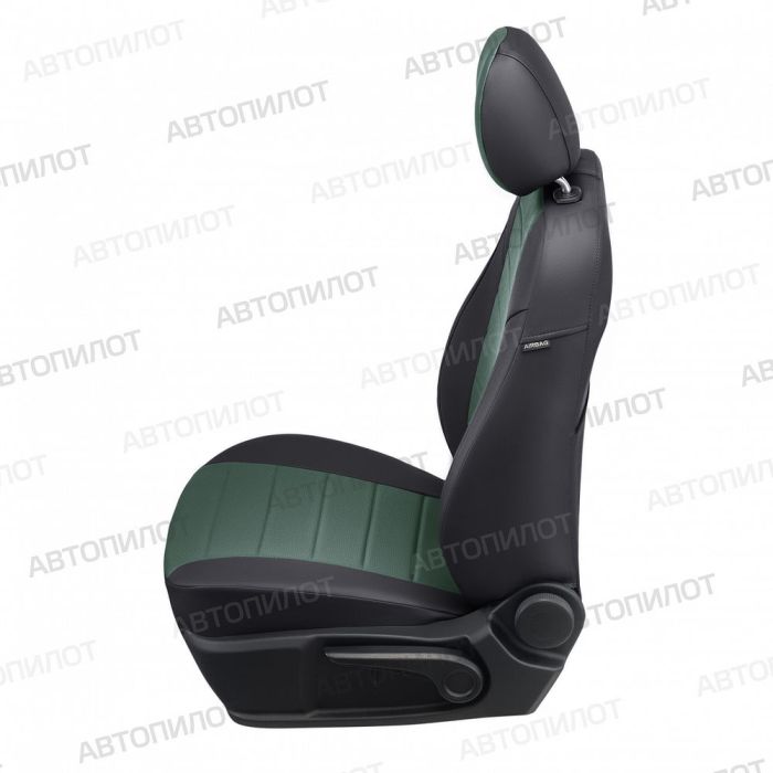 Seat covers for Ford Focus from 2011 to 2021, Sport, Titanium, pattern Stitching, eco leather, black + green, Autopilot