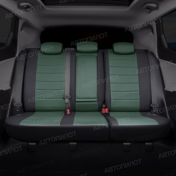 Seat covers for Ford Focus from 2011 to 2021, Sport, Titanium, pattern Stitching, eco leather, black + green, Autopilot