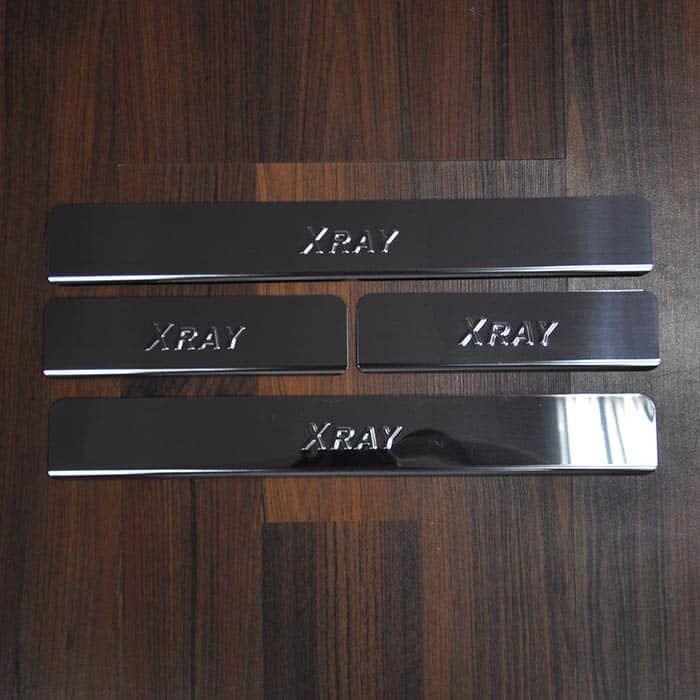 Door sills Lada XRay from 2015 to 2022, set of 4 pcs., stainless steel steel, 3M tape, Lider