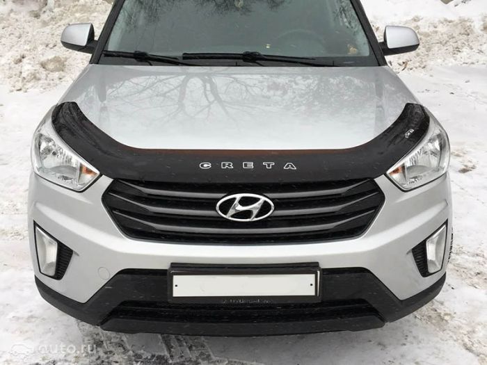 Hyundai Creta hood deflector from 2016 to 2023, long, black, fasteners included, VT52 art. HYD57