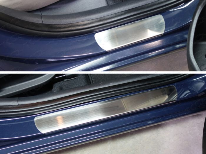 Door sills Hyundai Elantra from 2016 to 2020, without lettering, brushed stainless steel steel, ext. painted, set of 4 pcs., TSS Tuning art. HYUNELA16-03