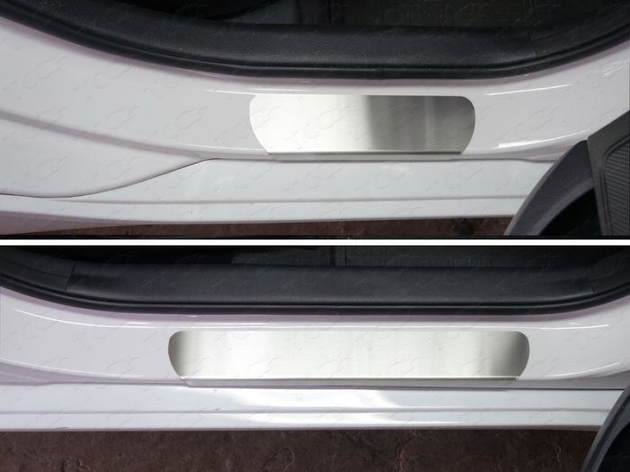 Door sills Hyundai i40 from 2011 to 2018, without lettering, brushed stainless steel steel, ext. painted, set of 4 pcs., TSS Tuning art. HYUNI4016-03