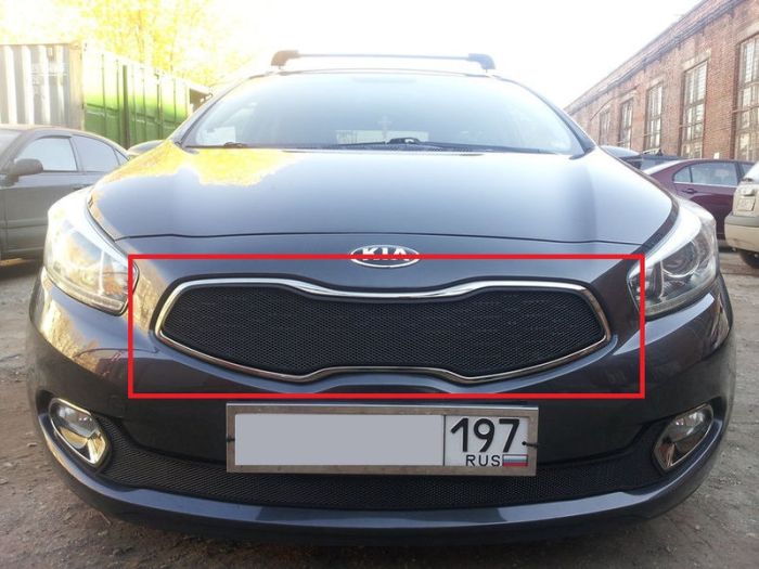 Radiator mesh Kia Ceed from 2012 to 2015, upper, black, Standart, AllEst