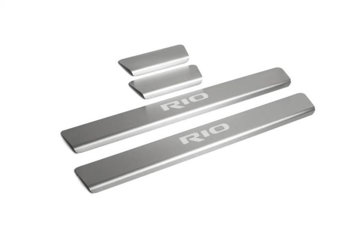 Door sills Kia Rio from 2017 to 2022, including X-Line, set of 4 pcs., stainless steel steel, Rival art. KIRI.2809.1G