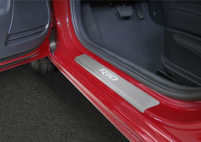 Door sills Kia Rio from 2017 to 2022, including X-Line, set of 4 pcs., stainless steel steel, Rival art. KIRI.2809.1G