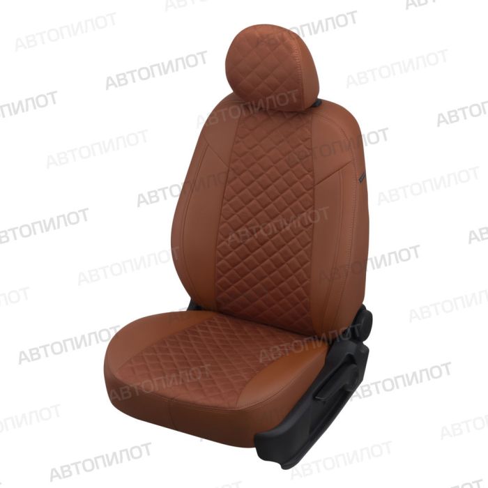 Seat covers for Mitsubishi L200 from 2007 to 2013, diamond pattern, alcantara, brown, Autopilot