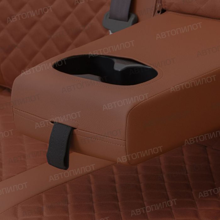 Seat covers for Mitsubishi L200 from 2007 to 2013, diamond pattern, alcantara, brown, Autopilot