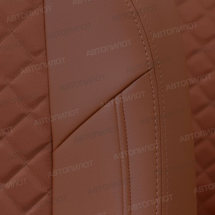 Seat covers for Mitsubishi L200 from 2007 to 2013, diamond pattern, alcantara, brown, Autopilot