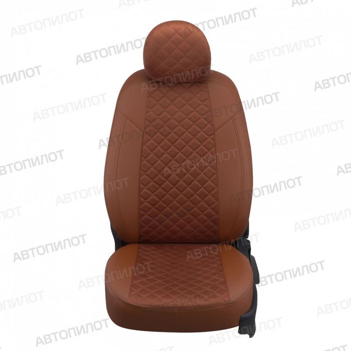 Seat covers for Mitsubishi L200 from 2007 to 2013, diamond pattern, alcantara, brown, Autopilot