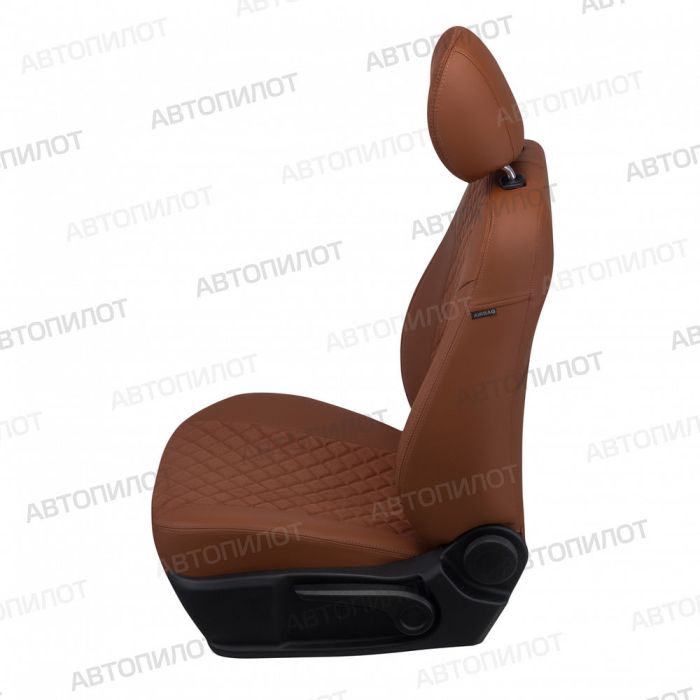 Seat covers for Mitsubishi L200 from 2007 to 2013, diamond pattern, alcantara, brown, Autopilot